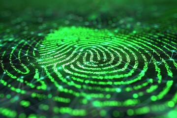 digital green fingerprint circuit board background. Concept. Scanning system. cyber security or Cyber Security Network Futuristic Background	