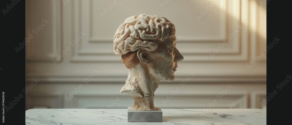 Aufkleber head and brain of a human. artificial intelligence (ai). thinking concept.