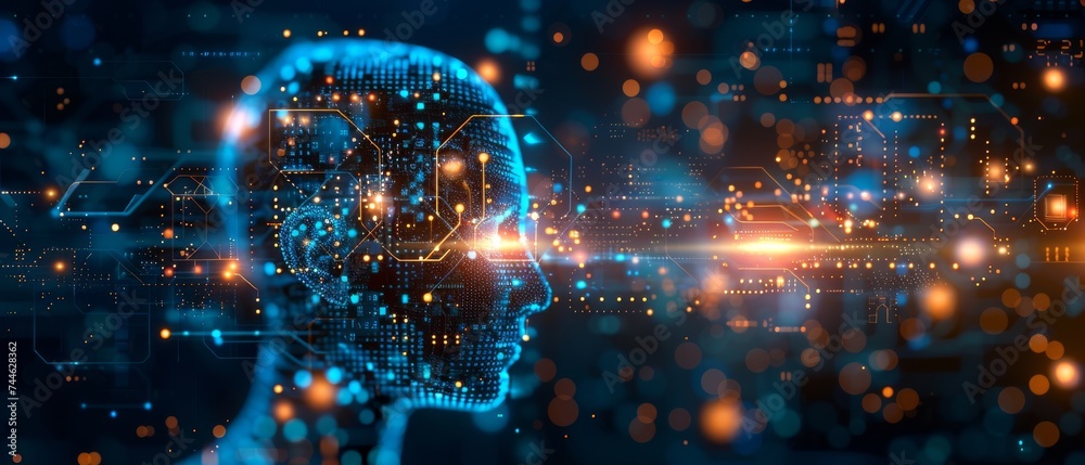 Aufkleber Concept of artificial intelligence and machine learning applied to business internet technology.