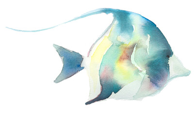 Fish painting. Watercolor sea or ocean creature artwork.