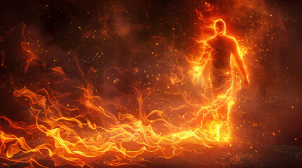 burning man, electicity, fire in the night, walking