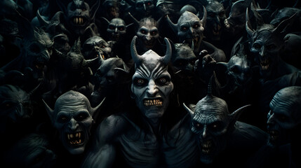group of demons in hell, terrifying demons