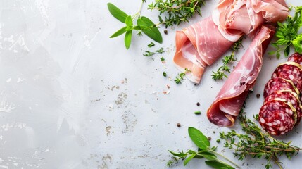 Artisanal Italian Ham and Salami with Fresh Herbs