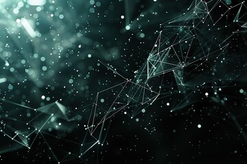 Radiant polygonal space Wave white dark Technology Background Beautiful Futuristic low poly with connecting with network dots and lines Glowing Motion Graphics connection structure