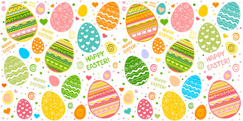 Easter egg seamless pattern. Spring holiday background for printing on fabric, paper for scrapbooking, gift wrap, wallpapers, textile fabric design, wrapping paper, website wallpapers, textile. Vector