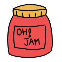 Hand drawn jam jar for stickers, decoration, food, picnic, breakfast, lunch, brunch, school snack, tattoo, social media post, print, banner, cafe, restaurant, menu, recipe, grocery shopping, vegan