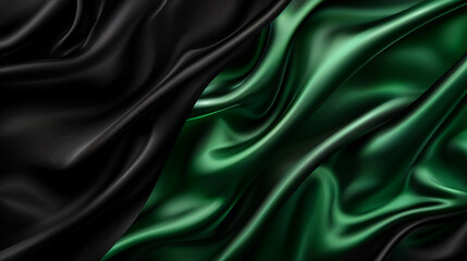 Fototapeta premium Black and Green silk background 