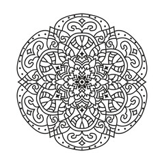 Anti-stress coloring book page for adults. outline mandala vector flower