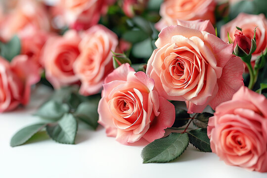 Floral coral roses background