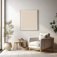 Contemporary Comfort: Modern living room interior featuring stylish sofa, elegant furniture, and cozy decor