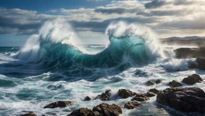 Fototapeta premium Blue big waves.