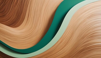 Background with green and wood texture waves