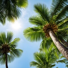 Fototapeta premium Palm Tree On Blue Sky Background