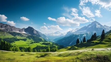 Panoramic view of the mountains in the summer. Caucasus, Russia