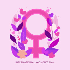 International women's day. Greeting card. Floral flat vector illustration