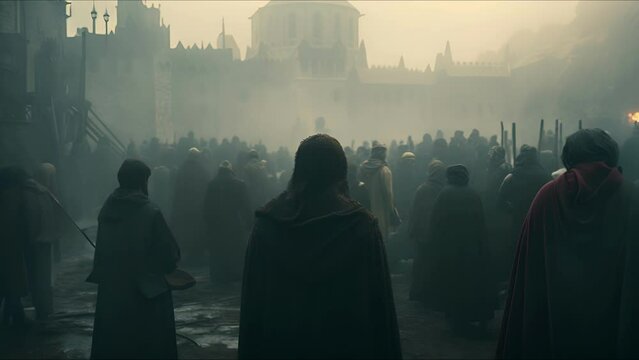 Fantasy medieval background. The concept of medieval history, life and culture. Ai-generated.