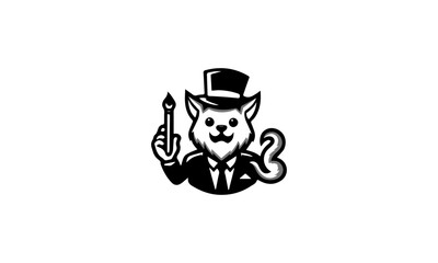 CAT mascot logo icon , black and white CAT GAMING mascot logo icon