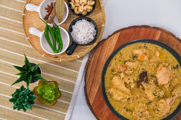 Chicken white Kuruma or Korma made from Indian spices and coconut milk. Also called chicken white korma. Good with rice, chapati and parota.
