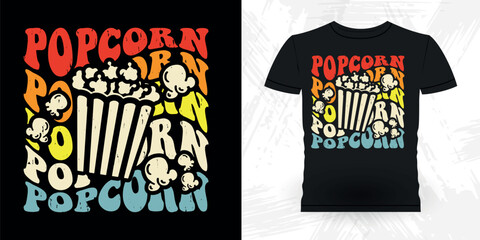 Funny Popcorn Cinema Snack Retro Vintage Popcorn T-shirt Design