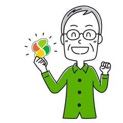 よつばマークを持った高齢男性1