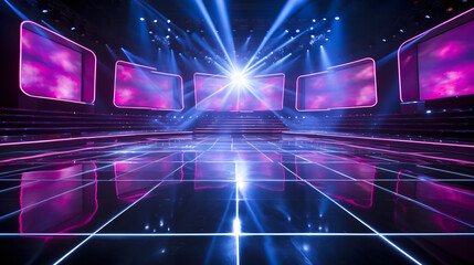 background featuring a stage bathed in vibrant light, evoking a sense of anticipation and excitement