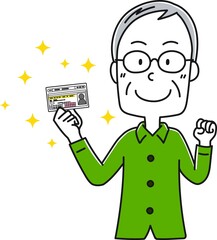 よつばマークを持った高齢男性1