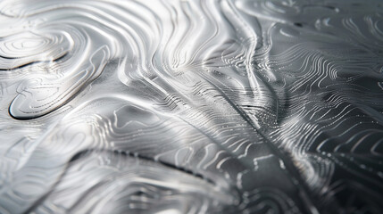 Abstract Dynamic Platinum Waves, Textured Metallic Surface Close-up, Modern Wave Pattern Design,...