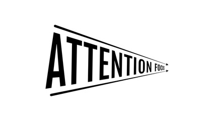 Attention focus emblem, text,  black  isolated silhouette