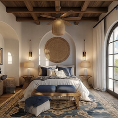 Stylish Industrial Loft Bedroom with Metal Accents and Urban Panorama
