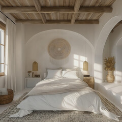 Stylish Industrial Loft Bedroom with Metal Accents and Urban Panorama
