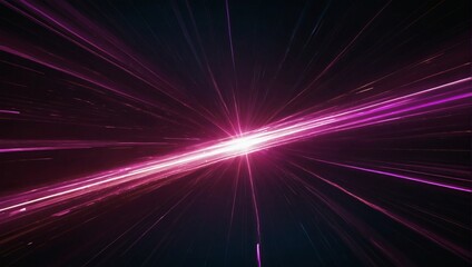 Vector Abstract, science, futuristic, energy technology concept. Digital image of light rays, stripes lines with magenta light, speed and motion blur over dark magenta background. 