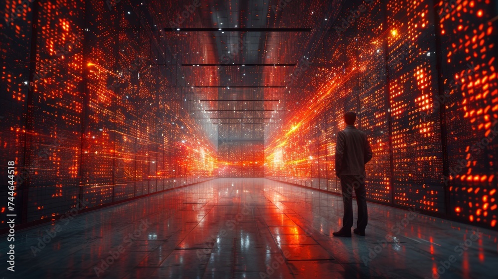 Poster an information digitalization line streams through servers, where the data center chief technology o