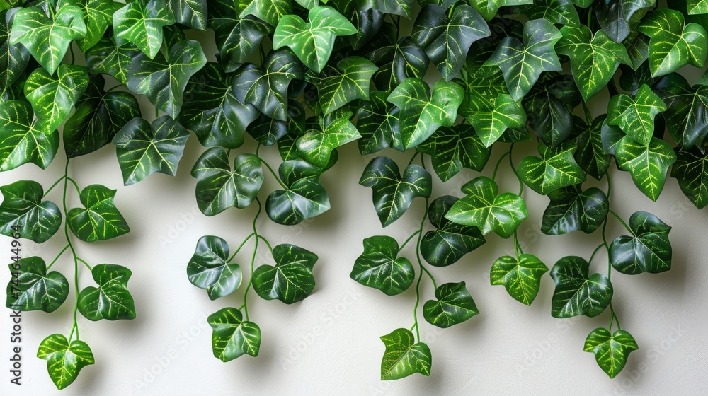 Poster With clipping path, Javanese treebine or Grape ivy (Cissus spp.) jungle vine is isolated on white background.