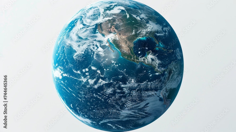 Poster An image of planet earth isolated on a white background with a clipping pat