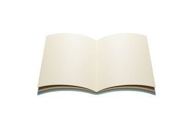 3d render opened book illustration on transparent background