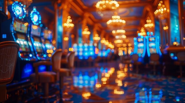 Portrait casino slot machine and chips and roulette table.