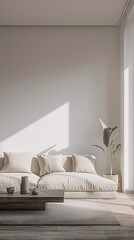 modern bright living room with empty walls