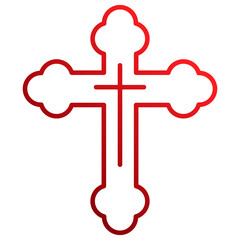 red gradient color line icon  easter Cross