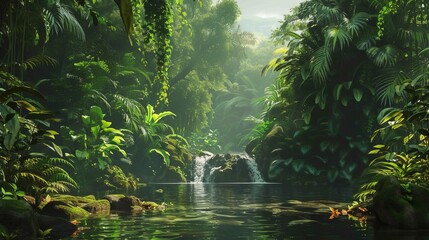 Exotic animals in a jungle illustration