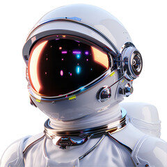A 3D animated cartoon render of an astronaut with a silver helmet and reflective visor.