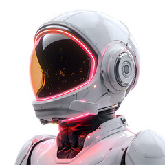 A 3D animated cartoon render of an astronaut wearing a futuristic helmet with a glowing visor.