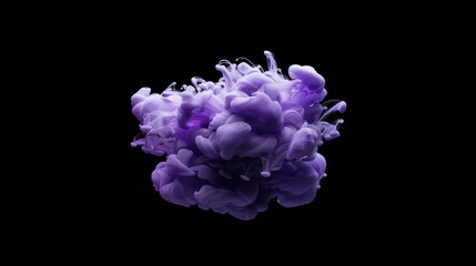 Real shot color paint drops in water. Ink swirling underwater. Cloud of ink collision isolated on black background. Colorful abstract smoke explosion. Close up view.