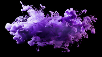 Real shot color paint drops in water. Ink swirling underwater. Cloud of ink collision isolated on black background. Colorful abstract smoke explosion. Close up view.
