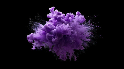 Real shot color paint drops in water. Ink swirling underwater. Cloud of ink collision isolated on black background. Colorful abstract smoke explosion. Close up view.