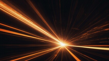 Fototapeta na wymiar Vector Abstract, science, futuristic, energy technology concept. Digital image of light rays, stripes lines with orange light, speed and motion blur over dark orange background.