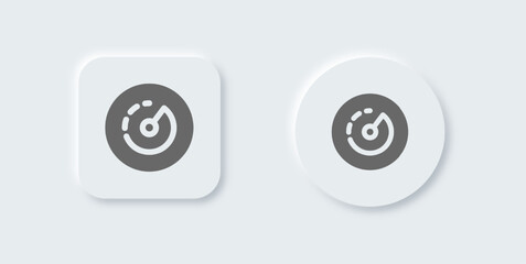Speedometer solid icon in neomorphic design style. Speed indicator signs vector illustration.