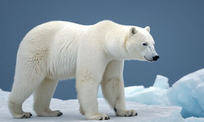 Fototapeta na wymiar The Antarctic polar bear. Predatory animals of the north. Ursus Maritimus. Portrait of a bear's face