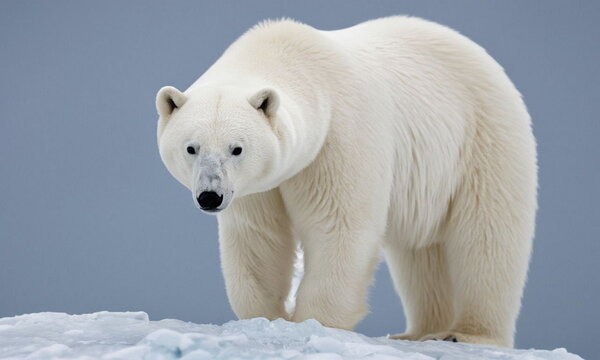 The Antarctic polar bear. Predatory animals of the north. Ursus Maritimus. Portrait of a bear's face