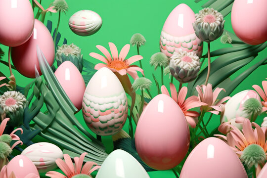 Pastel perfection with this 3D-rendered image featuring a mint green eggs