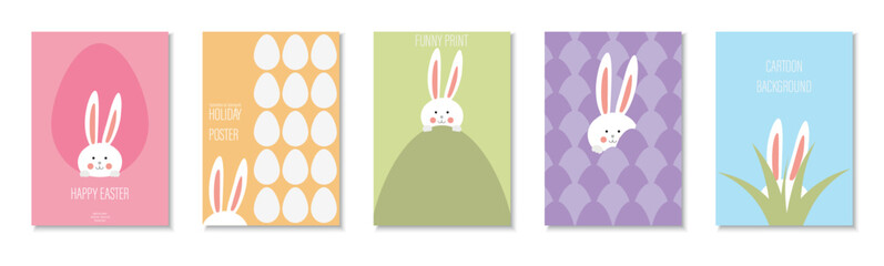 Collection of holiday covers, templates, placards, brochures, banners, flyers for Easter. Cute greeting postcards, posters, invitation, tags. Cartoon festive creative cards